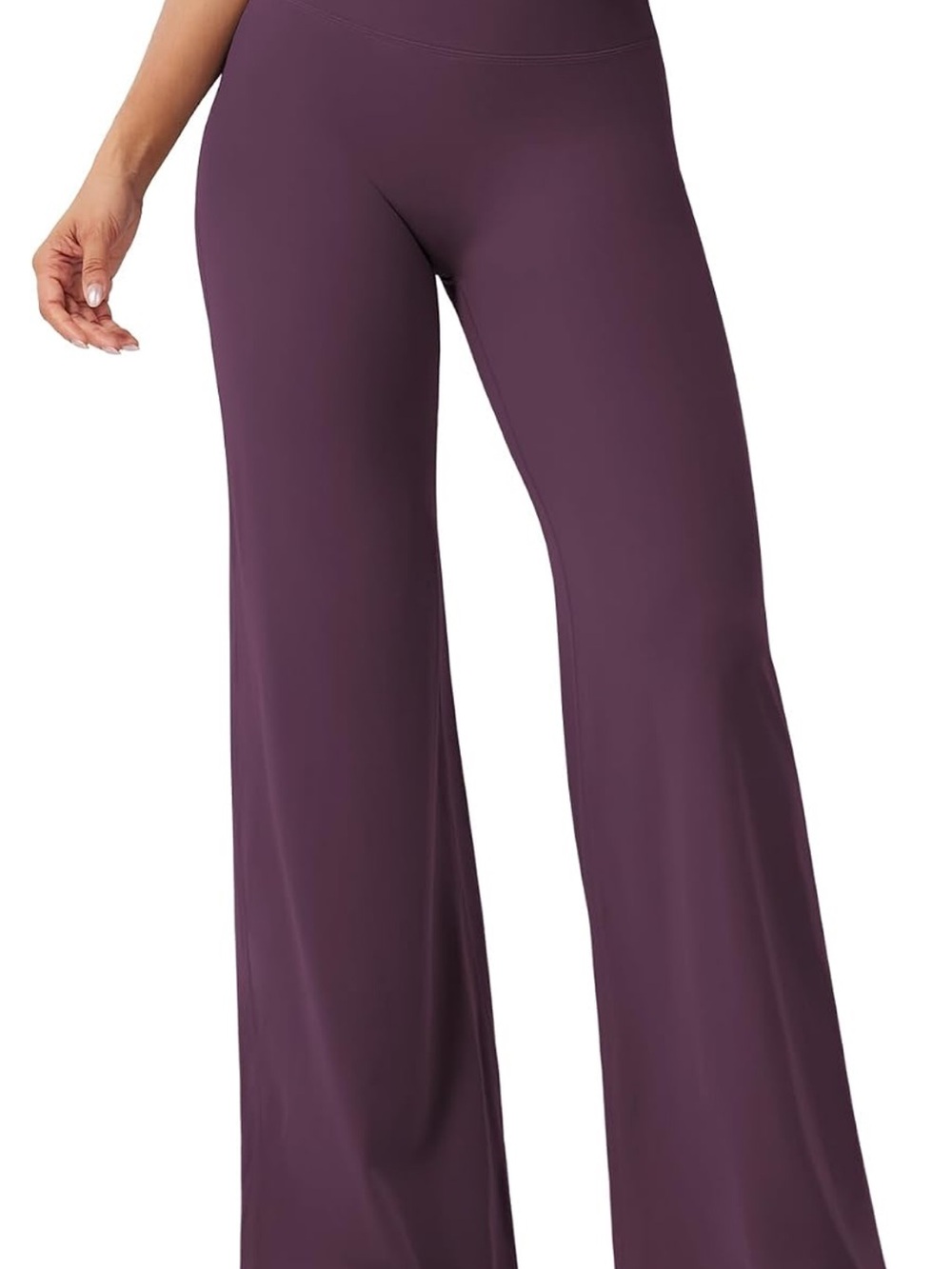 High-Waist Wide-Leg Leggings in Deep Plum